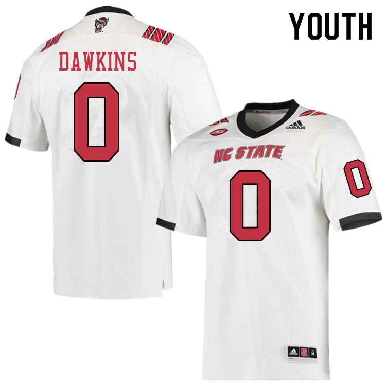 Youth #0 Terrell Dawkins NC State Wolfpack College Football Jerseys Sale-White